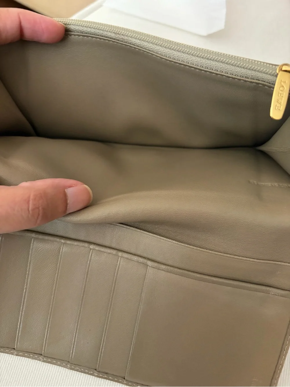 Loewe Taupe Olive Tan Nappa Leather Long Continental Wallet